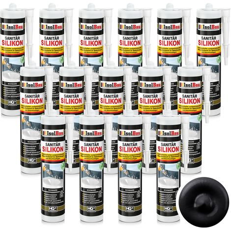 IsolBau Sanitary Silicone Black Sanitär Silikon 15 x 300ml (1/5)