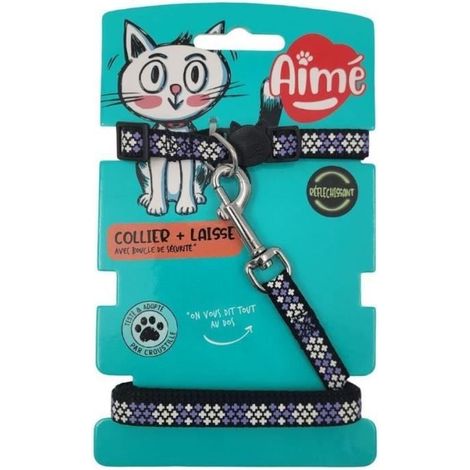 Collar & Leash Kit - AIMÉ - Reflective Purple for Cats (1/4)