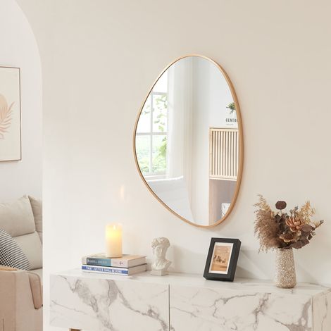 Specchio da Parete Lardkapihond con Cornice Irregolare 75x53 cm color Oro [en.casa]