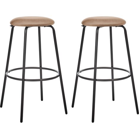 Conjunto de 2 taburetes de bar terciopelo patas de acero negras sin reposabrazos comedor marrón Morton (1/5)