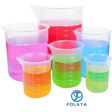 FOLAYA Lot de 6 Verre Doseur, Verre Doseur Plastique, Verre Doseur Liquide 50 ml 100 ml 150 ml 250 ml 500 ml 1000 ml, Pour Les Mesur (1/4)
