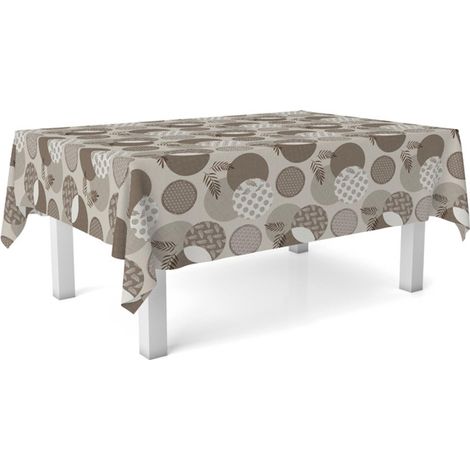 Nappe en Toile cirée rectangulaire Taille 240 x 140 cm Style, durabilité et Facile d'entretien pour Votre Table - Nappe en Toile cirée Anti-Taches et imperméable, Marron (1/5)