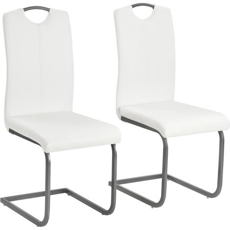 Conjunto de 2 sillas cantilever comedor cocina diseño moderno sintética blanco CDS020303