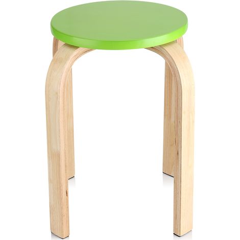 Tabouret empilable antidérapant en bois courbé, couleur bonbon, vert, pour la décoration de la chambre d'enfant (1/5)