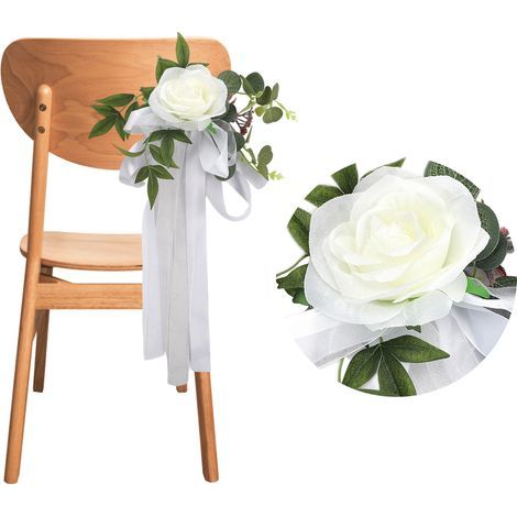 Mori Floral Stuhlrückendekoration mit echten künstlichen Blumen für Hochzeiten und Bankette (8) (1/5)