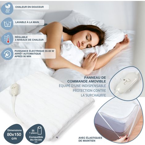 Surmatelas Chauffant - SENSLY - 3 Intensités de Chaleur - Blanc (1/4)
