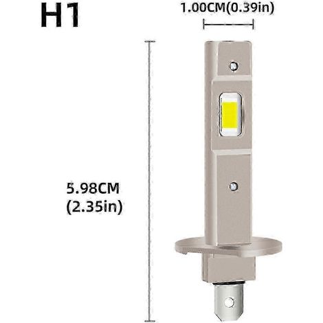 Ampoules LED H1 (puce CSP, 6500K, luminosité +500 %) pour feux de route et de croisement – ​​Remplacement pour halogène et xénon (lot de 2) (1/5)