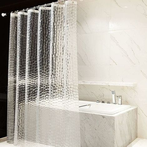 Duschvorhang 180 x 200 cm, 100 % EVA, halbtransparent, wasserdicht