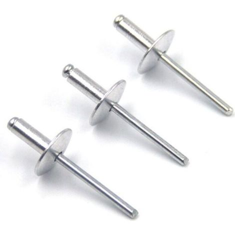 Lot de 50 rivets aveugles en aluminium avec grande bride 4,8 mm x 12 mm, lot de 50 (argent) (1/4)
