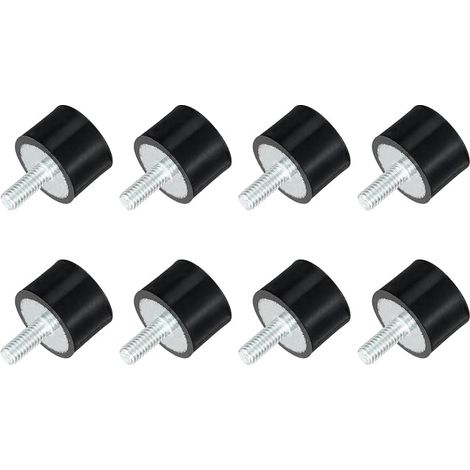 Threaded Rubber Mounts M4 Vibration Isolators Cylindrical Damper with Rods 15 x 15 mm 8 Pieces (1/5)