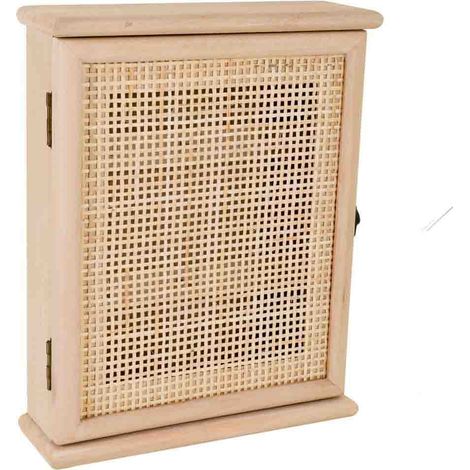 Caja de llaves de madera y rejilla marrón 24x7.5x30