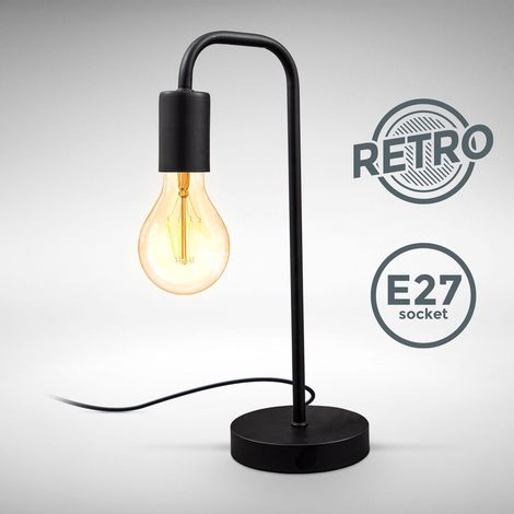 Nachttischlampe - mit Schalter, retro, max. 10W, E27 Fassung, schwarz