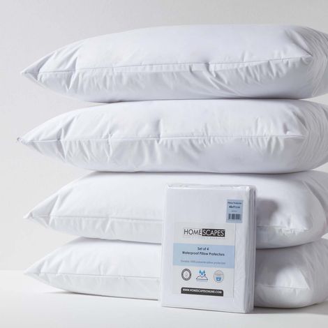 HOMESCAPES King Size Waterproof Pillow Protectors, Pack of 4