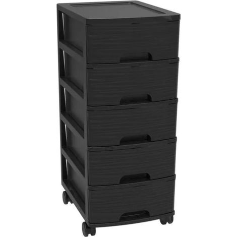 Eda-plastica Mobiletto da riporre su ruote 5 cassetti Nero