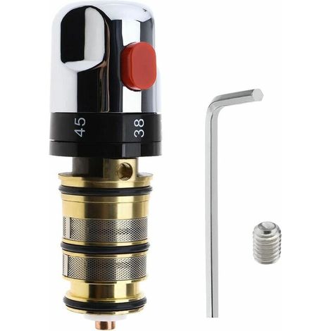 1 thermostatic replacement cartridge for bath and shower mixer in chrome-plated solid brass (1/5)