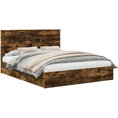 Maison Exclusive - Letto con Contenitore con testiera Rovere fumé 160 x 200 cm