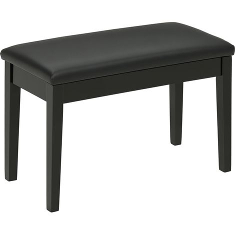 Banc de piano, banc de piano pour 1 personne, rembourré, pieds en bois, noir avec assise confortable et rangement intérieur idéal pour salon, chambre à coucher ou bureau