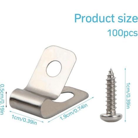 Lot de 100 Pinces de Fixation pour Fil de Clôture en Acier Inoxydable avec Vis – Clips Serre-Câble pour Clôtures Agricoles et Cages (1/3)