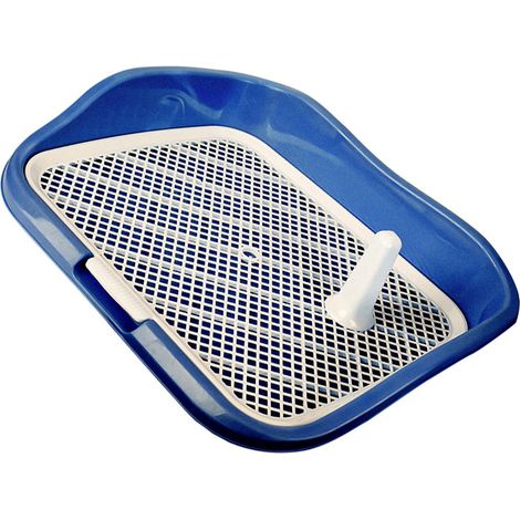 Plateau de pot pour chien avec clôtures surélevées, grille en maille amovible et poteau pour empêcher les éclaboussures, toilettes d'entraînement grand espace bleu (1/5)
