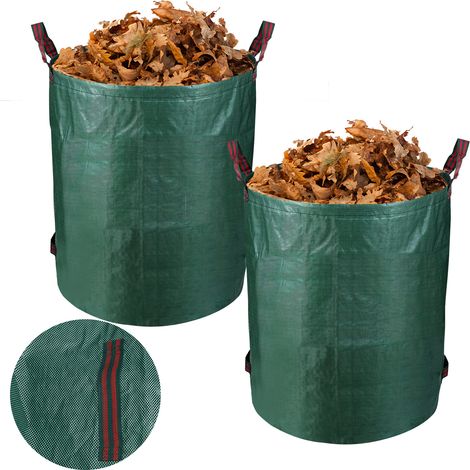 Randaco 2X sacchi da giardino Sacchi per foglie Sacchi per rifiuti da giardino con manici 272 L