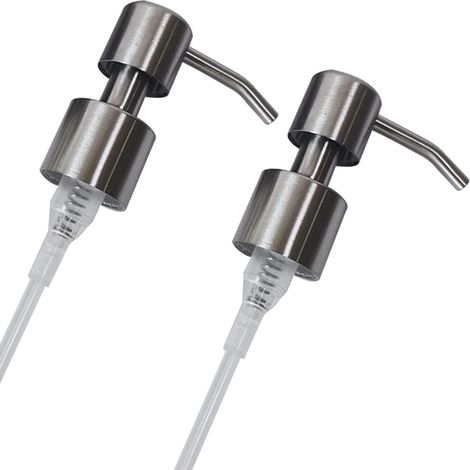 MINKUROW - Bomba De Repuesto De Acero Inoxidable Con Acabado Cepillado De 2 Piezas, Bomba De Repuesto De Jabón, Bomba De Reciclaje, Dispensador De Jabón Líquido De Acero Inoxidable Para Cocina, Dispen (1/5)