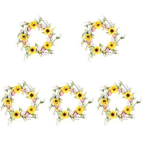 5 Pièces Couronne de pâques Easter œufs de pâques décoration de Jardin Accessoire de décoration Porte Couronne de Tournesol de pâques décoration Suspendue scène de pâques Mousse