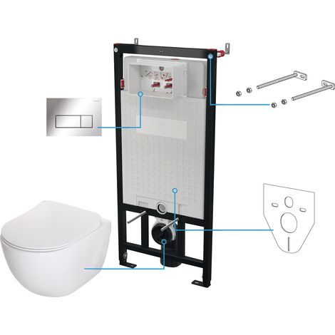 Deante Modernes Sanitärset Weiß für Wand-WC (1/5)