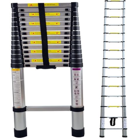 Teleskopische Leiter, Mehrzweckleiter Klappleiter Ausziehbar Aluminium Tragbar Zusammenklappbar - 4.7M