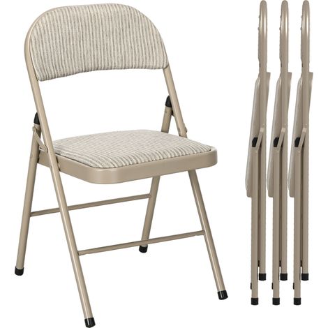 Set mit 4 klappbaren Esszimmerstühlen, Stahlgestell, Maße 45 x 46 x 78 cm, beige