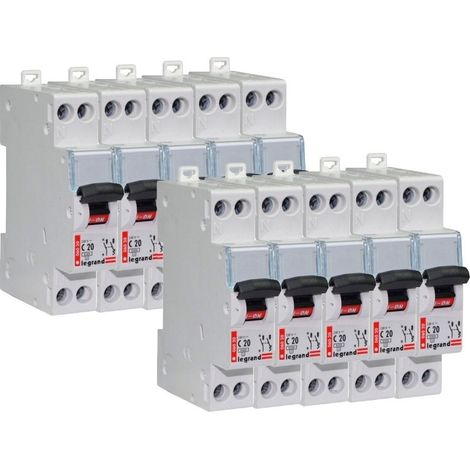 Lot de 10 Disjoncteurs DNX 20A - Uni+N -230V- À Vis (406775)