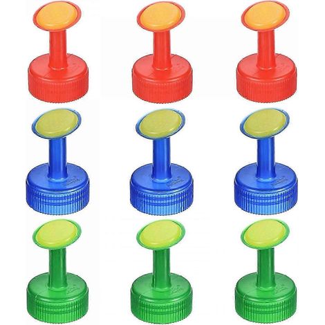 9Pcs Watering Can Canister Bottle Caps, 28mm Inner Diameter Watering Nozzle Heads,Red Green Blue (1/5)