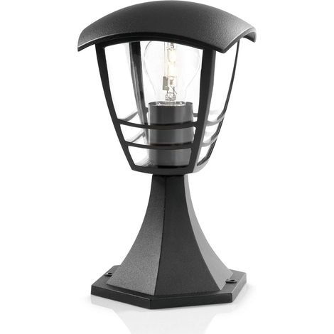 Luminaire Exterieur LED, Borne Exterieur jardin, Noir, Résiste à l'eau IP44, pour éclairage de votre maison, jardin et terrasse (nécessite une ampoule E27 60 Watts, non fournie) (1/3)