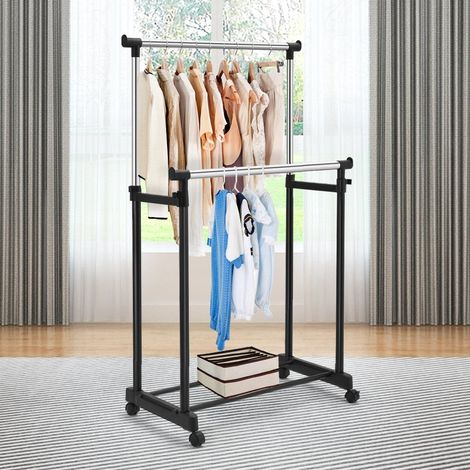 Kleiderstander hohenverstellbarer garderobenstander rollgarderobe mit rollen schwarz 86 x 43 x 94 168 cm