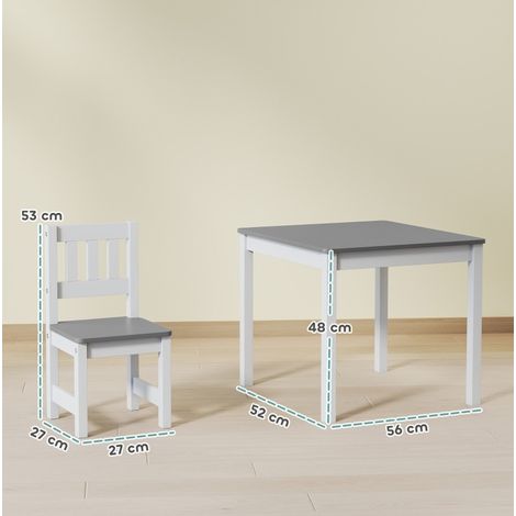 Mesa infantil con 2 sillas, 3 piezas, 56 x 52 x 48 cm, gris HAVRYA (1/5)
