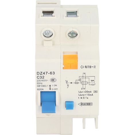 30mA 230V/400V 1P+N 32A DZ47-63 C32 Disjoncteur différentiel, interrupteur de défaut à la terre, petit module, 1 pièce. (1/5)