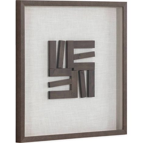 Tableau abstrait bois et verre brun blanc - brun et blanc (1/4)