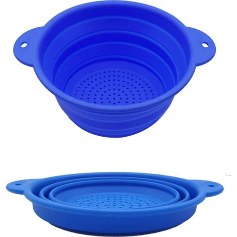 Extrudeur de cuisine en silicone alimentaire pliable avec manche plastique pour égoutter pâtes et légumes lavable lave vaisselle