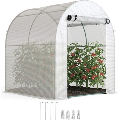 Serre de jardin, avec porte, blanc, 180 x 180 x 200 cm, pour jardin et terrasse, format pratique, style facile à associer