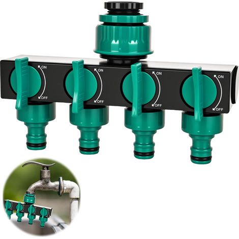 Répartiteur 4 voies, 3/4" et 1/2", distributeur d'eau, inverseur d'irrigation de jardin avec robinet d'arrêt individuel, pour appareils/tuyaux d'arrosage (1/5)