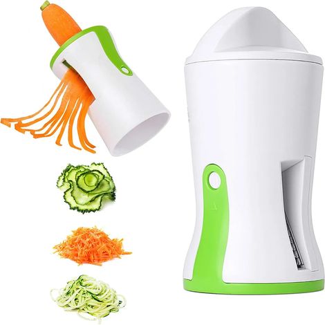 Espiralizador manual: cortador de verduras en espiral para zanahorias, pepinos, patatas, calabazas y calabacines.
