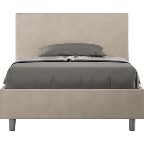 Letto una piazza e mezza senza rete imbottito 120x200 microfibra sabbia Adele (1/4)