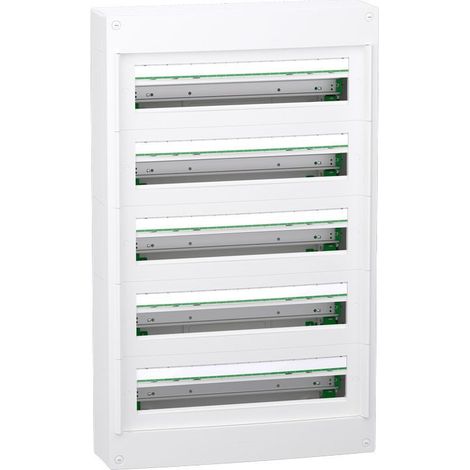 Schneider Electric – Coffret électrique nu saillie 5 rangées 24 modules – IP30 sans porte – IK08 – Pour installations électriques LVSXT524