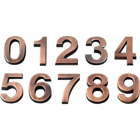Numéros de Maison Modernes en Abs Marron 5cm, Lot de 10 (1/5)