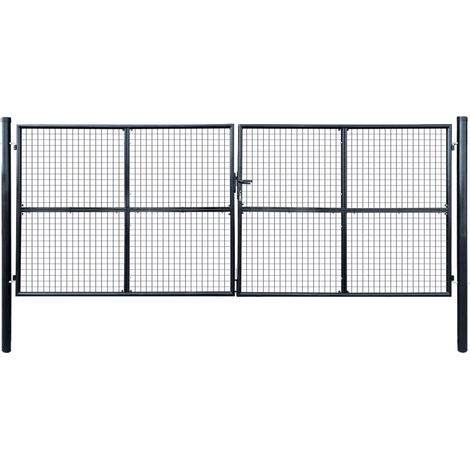 FIMEI Portail en maille de jardin Acier galvanisé 400 x 150 cm Gris (1/5)