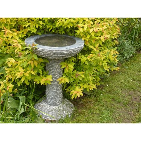 Black Limestone Garden Bird Bath - 50cm Dia x 70cm H