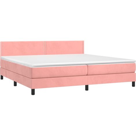 Sommier à lattes de lit avec matelas Rose 200x200 cm Velours vidaXL