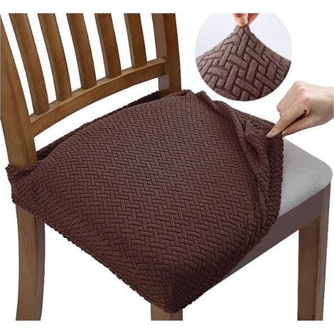 4 Waffle Jacquard Stretchable Chair Covers, Washable and Removable for Dining Room, Kitchen, Office, or Hotel