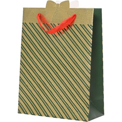 Decoris Giftbag - Busta Regalo Verde e Oro 8x18x24cm