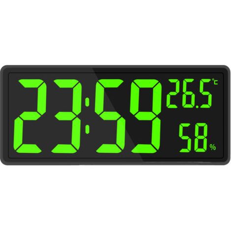 Digitaler Wecker, Wanduhr Morgenwecker LED Digitaler Großbildspiegel mit Temperaturdatum, USB-Uhr für Home Office, Schwarz
