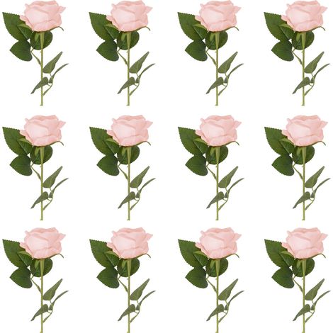 (Café clair) 12 roses artificielles Paris en soie, décoration pour la Saint-Valentin, les mariages, les hôtels et la maison (1/2)